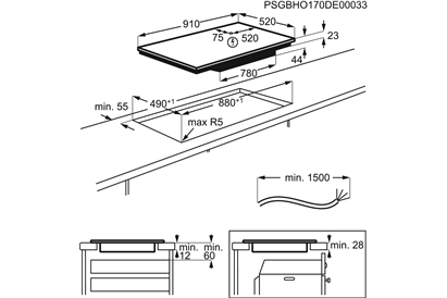 Plita incorporabila Electrolux EIV9467, Inductie, 6 Arzatoare, Control touch, 90 cm, Negru